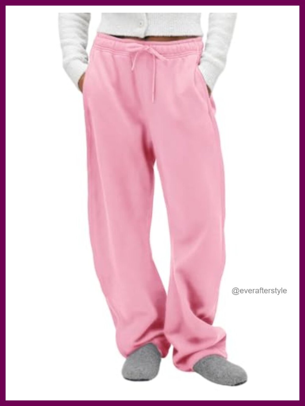 Wide Leg Sweatpants Super Soft Fleece Baggy Joggers Pockets Drawstring